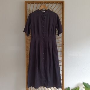 Everlane The Frolic Button Front Linen Dress Black / Size 2